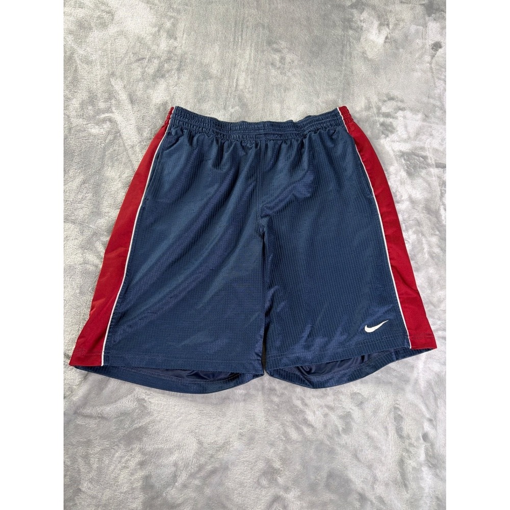 Nike Basketball Shorts 2000s Mens L Navy Blue Red Striped Embroidered